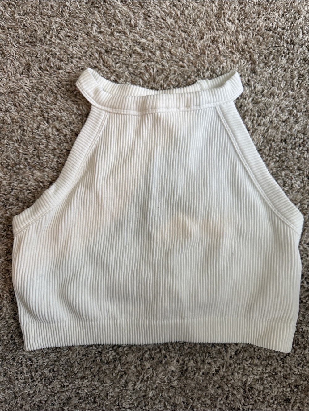aerie White Ribbed High-Neck Bralette